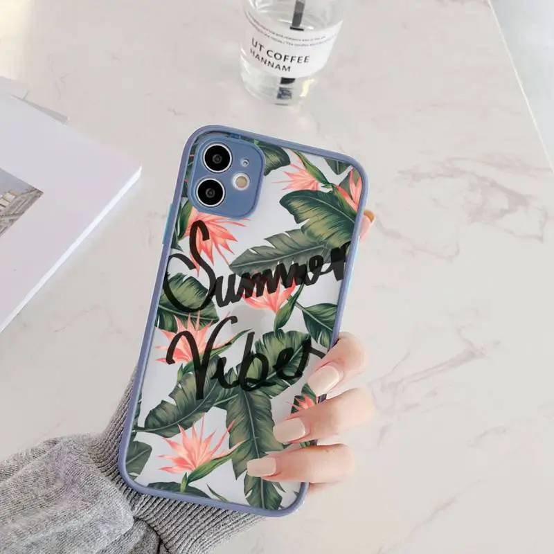 

Hello cool summer Phone Case Camera Protection Bumper For iPhone 12 11 Pro XS Max XR X 8 7 Plus Translucent Matte
