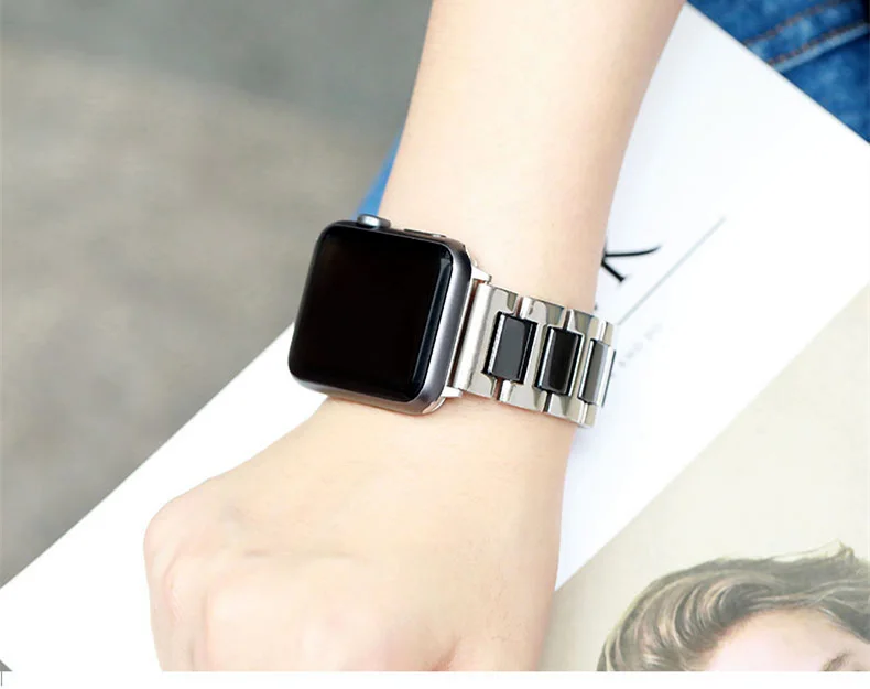 Ремешок из нержавеющей стали для Apple watch 44 мм 40 мм iWatch 42 мм 38 мм керамический ремешок для часов Браслет Apple watch 4 3 2 1