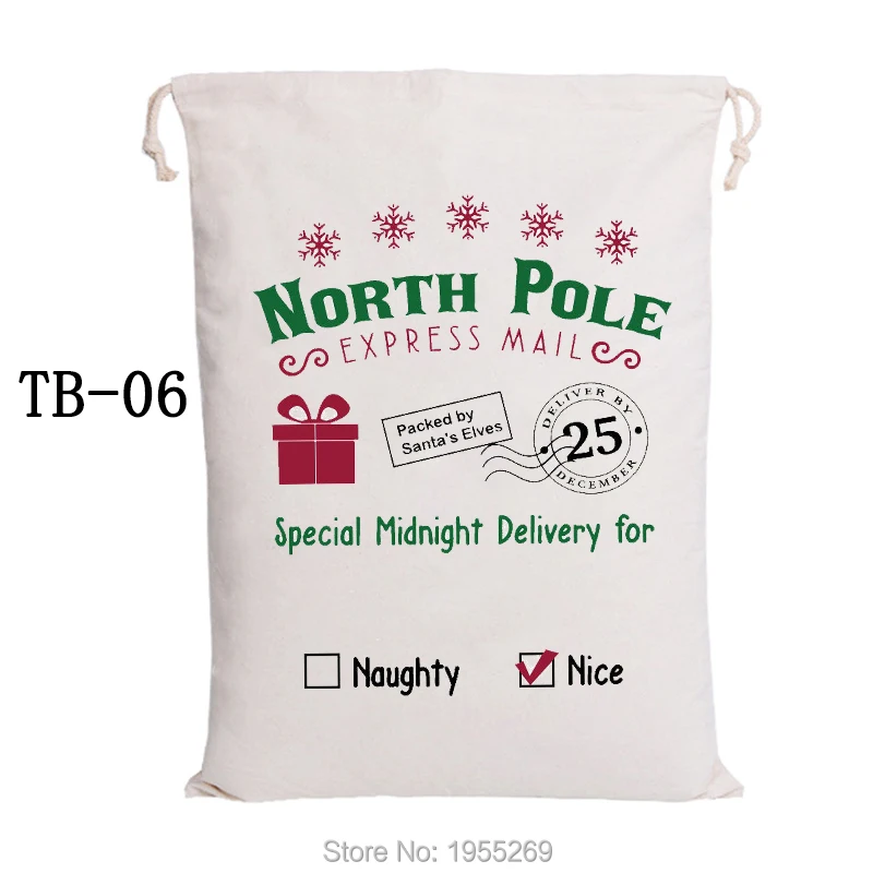 Санта-мешки 100 шт./партия Рождественский подарок на шнурке большая Холщовая Сумка