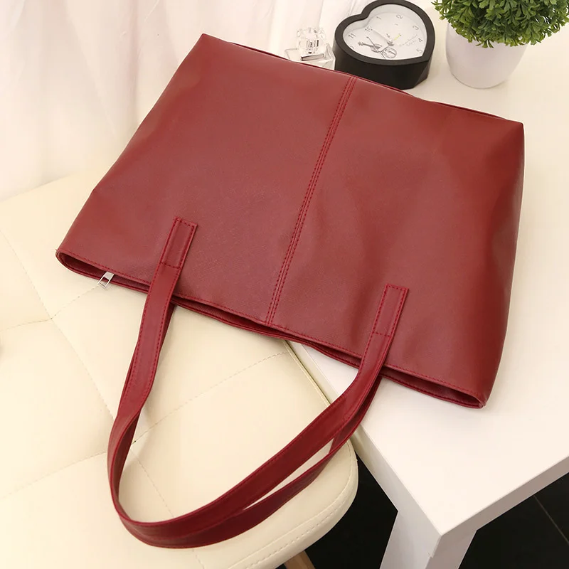 Женская сумка из искусственной кожи однотонная вместительная на плечо 2019 | Багаж