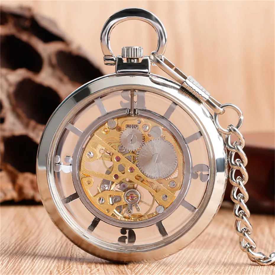 

Luxury Watches Men Skeleton Tree Pattern mechanical Hand Wind Pocket Watch Men Steampunk Relogio Feminino Unique Gifts