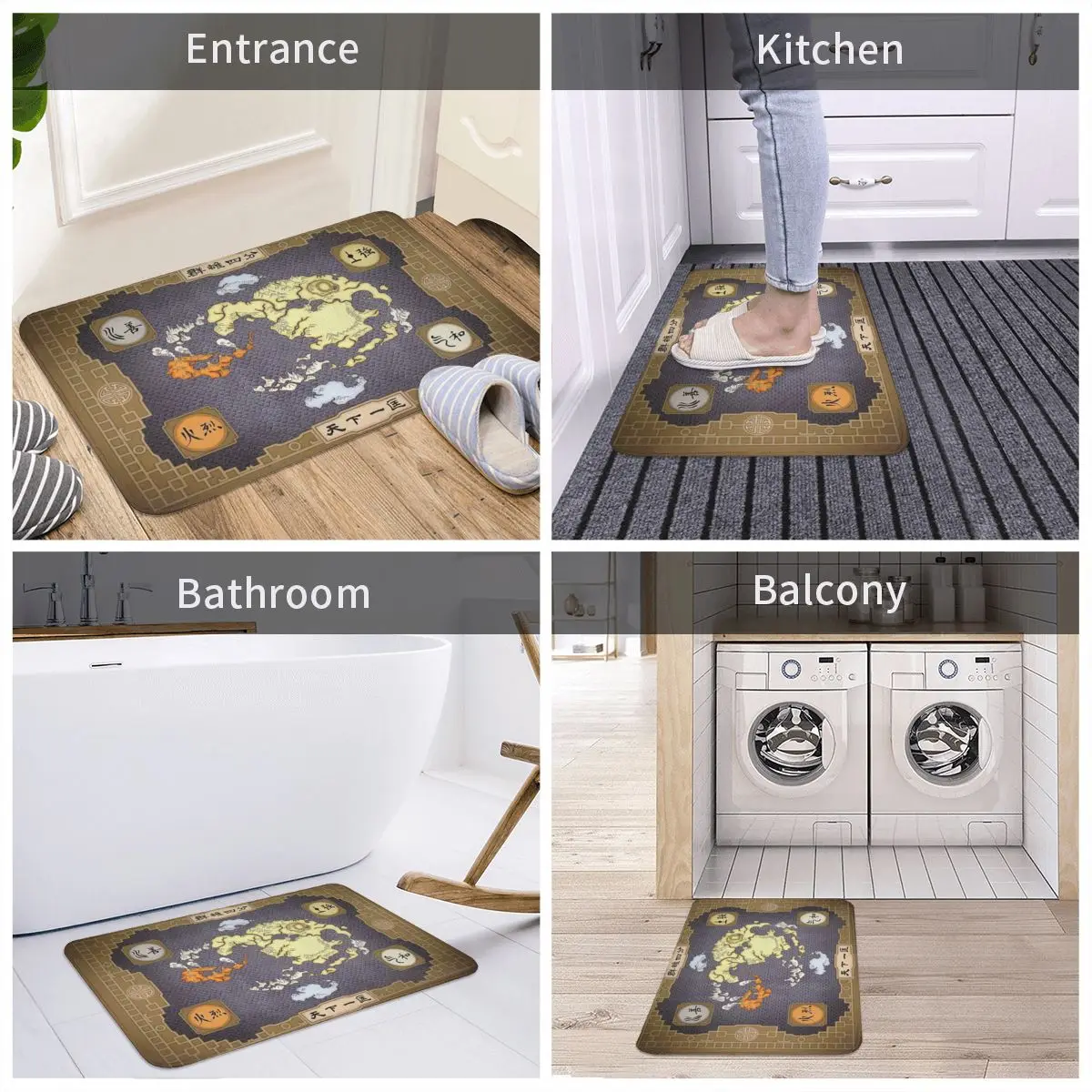 

Bath Mat Avatar The Last Airbender Map Door Mat Rug Carpet Anti-slip Washable Entrance Living Room Home Bathroom Hallway Kitchen