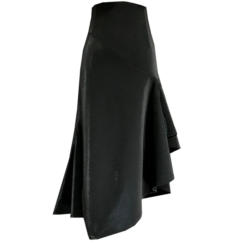 Винтажная юбка-трапеция с разрезом по бокам высокой талией и асимметричными