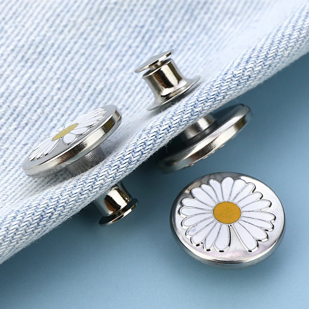 2pcs Little Daisy Buttons For Snap Fastener Clothing Jeans Perfect Fit Waist Metal Sewing DIY Waistband Expander | Дом и сад