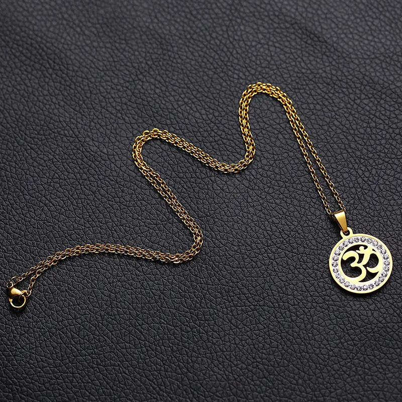 Круглые индийские ожерелья с подвеской в стиле хип-хоп из нержавеющей стали -