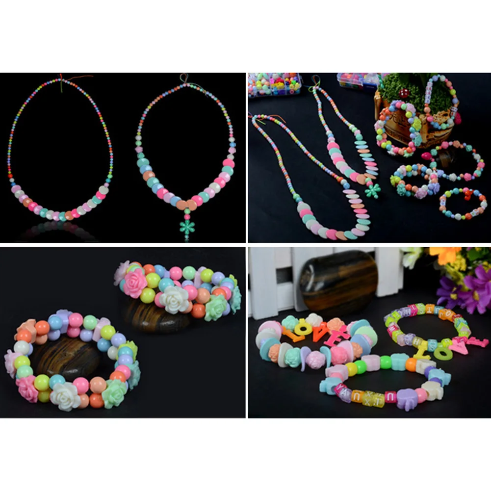

Beads DIY Handmade Beaded Children's Toy Creative Loose Spacer Beads Crafts Making Bracelet Necklace Jewelry Kit Girl Toy Gift