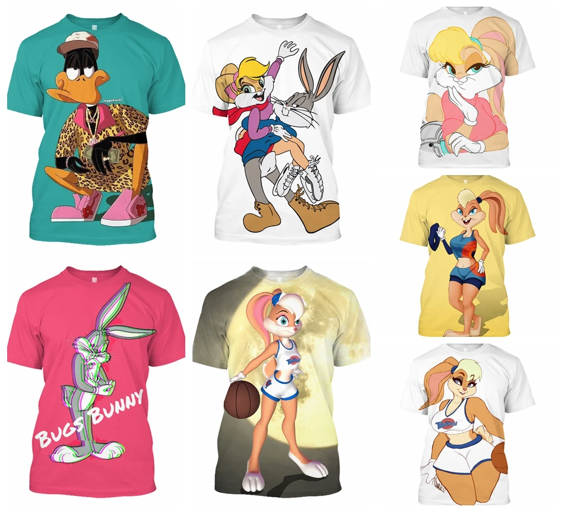 KASEETOP Fashion Summer Style 3D Printing Casual Men's Clothing Anime Bugs Bunny Rabbit Surrounding Cute T-shirt Plus Size T03