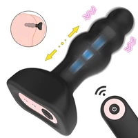 remote control anal plug telescopic vibrator vaginal prostate massager turn beads vibration silicone butt plug sex toys game