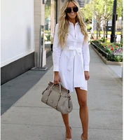 boho white button bow tie women mini shirt dress long sleeve shirts office dresses female 2021 spring summer vestidos streetwear
