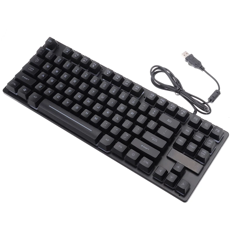 Механическая игровая клавиатура 87 клавиш RGB светодиодный USB Проводная Подсветка
