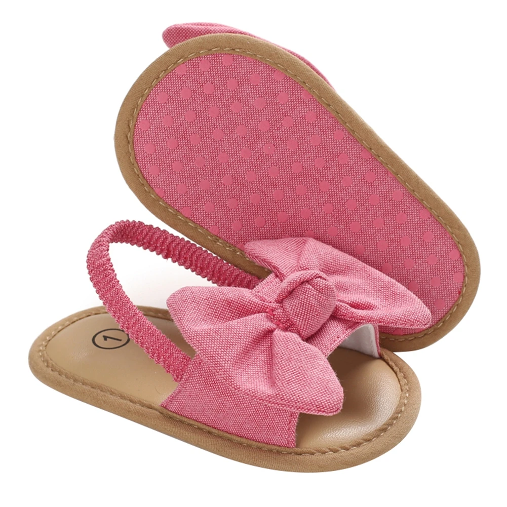 

2020 Baby Girls Bow Knot Sandals Cute Summer Soft Sole Flat Princess Shoes Infant Non-Slip First Walkers