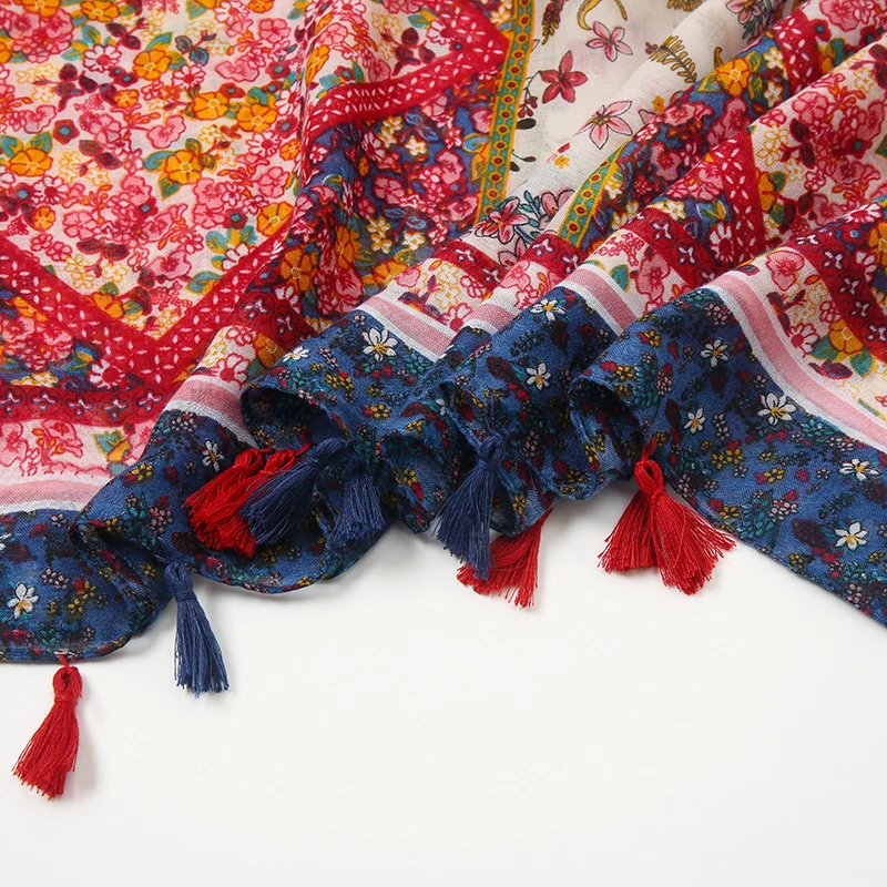 LAVEN женский цветочный шарф с бахромой Женский мягкий богемный принтом этническая