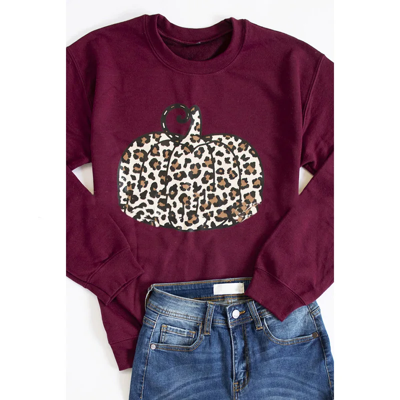 

Woman Tshirt Halloween Pumpkin Leopard Printed Long Sleeve T-shirt 2020 O-neck T Shirt Tops Casual Autumn Women Clothing SJ6785V