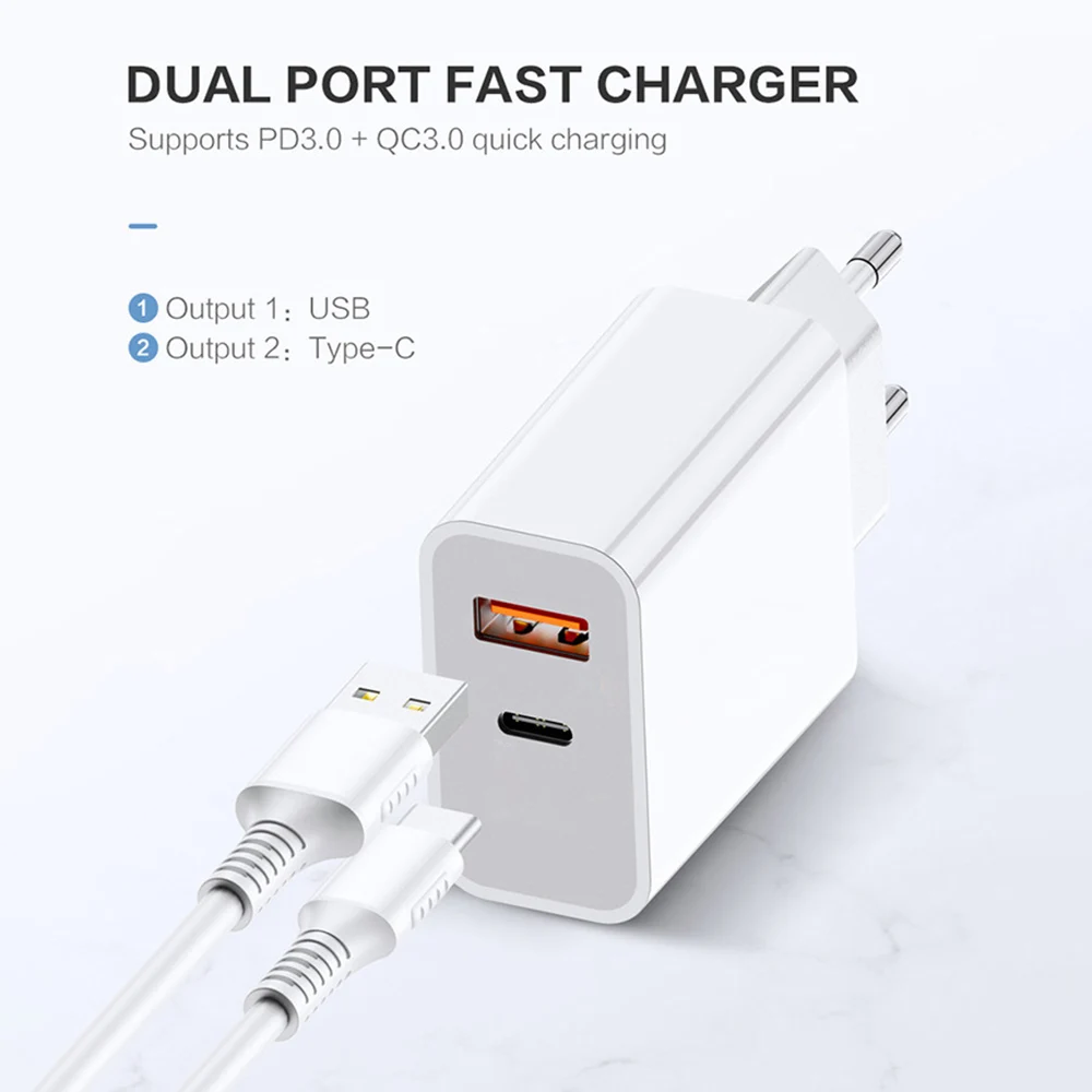 Сетевое зарядное устройство PD с USB-портом 18 Вт 3 0 дюйма | Мобильные телефоны и