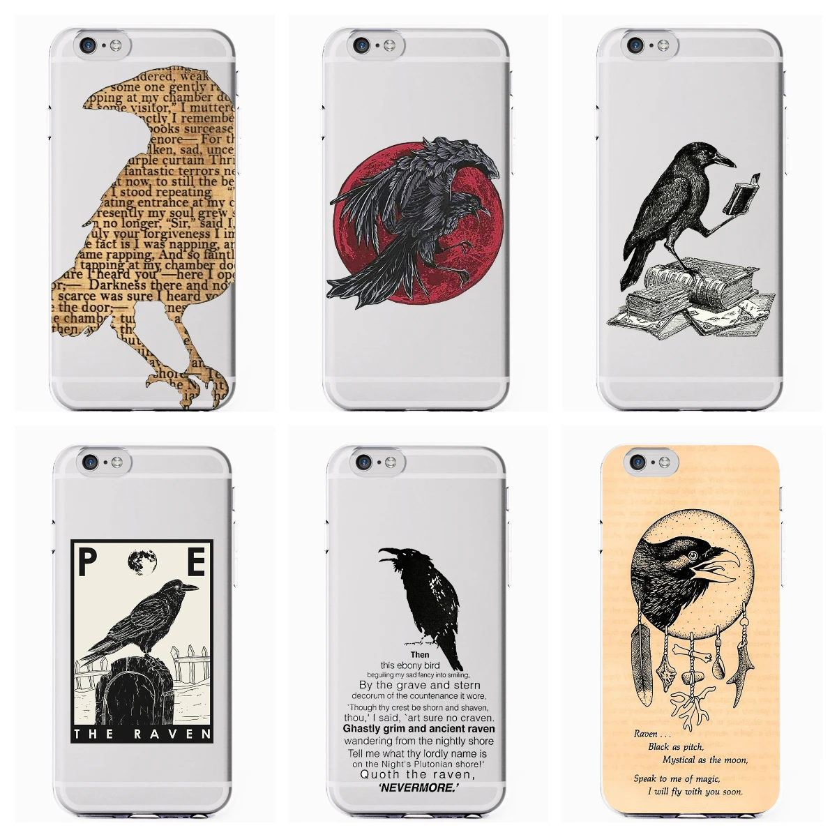 Ворон стихотворение чехол для телефона письмо Мода полый Мягкий силиконовый