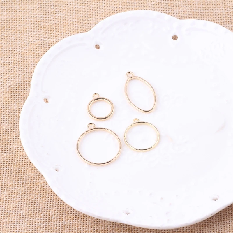 10 шт. золотые металлические круглые Овальные Подвески шармы сделай сам