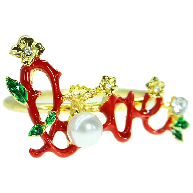 

LOVE Napkin Rings,Rhinestone Napkin Ring Holder,Napkin Ring For Valentine's Day Wedding Dinner Party Table Decorations