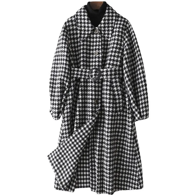 

Blended Wool Fur Coat Autumn Women X-Long Outwear Suit LF21014HH