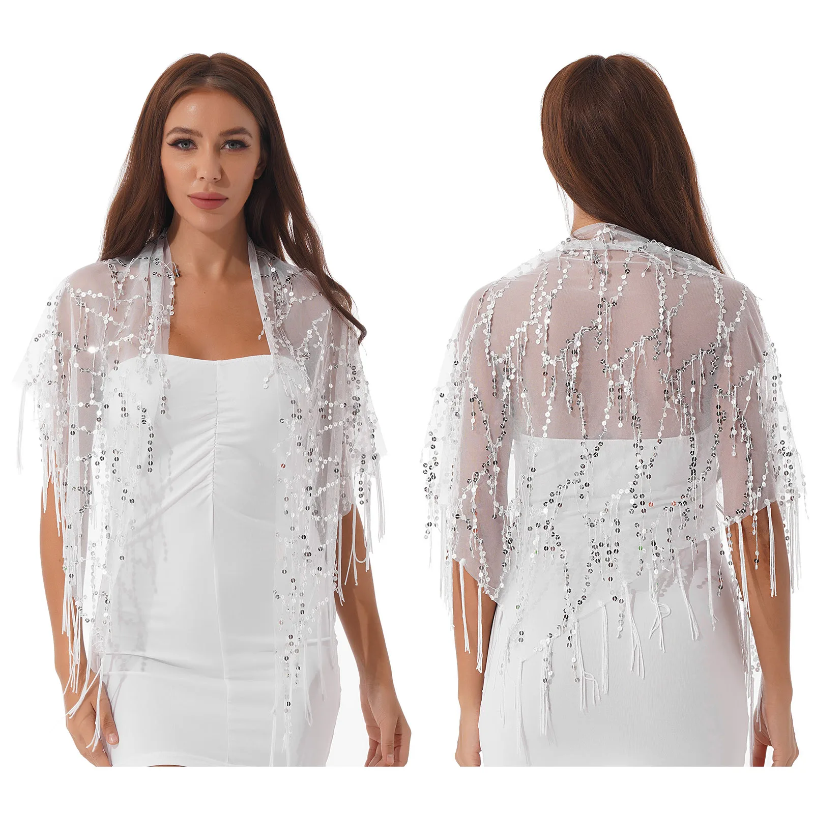 

Elegant Wedding Shawl Vintage Women's Sequin Tassel Shrug Shawl Cardigan Party Evening Dress Shawl Bride Bridesmaid's Shawl