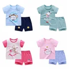 Комплект одежды для маленьких мальчиков, модная футболка и штаны, хлопковый спортивный костюм для малышей, летняя одежда