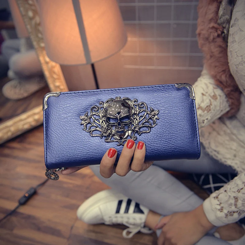 Женский кошелек из искусственной кожи с вырезами и черепами | Багаж сумки