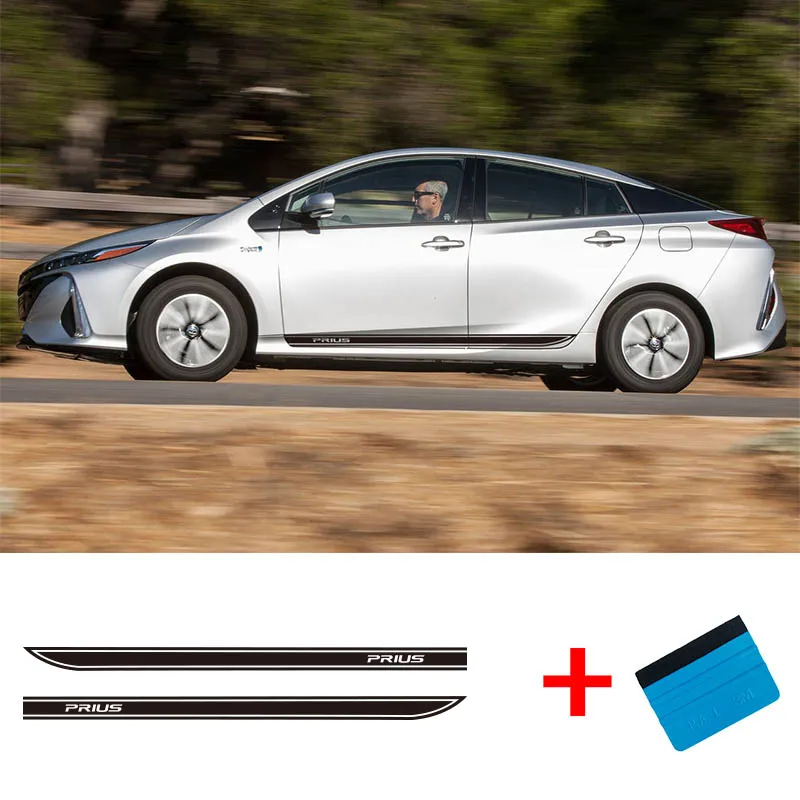 2 шт. виниловые наклейки Prius с автополосками автомобильные для дверей графика Toyota