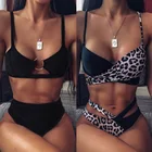 Женский сексуальный комплект бикини, Модный Купальник в стиле пэчворк со змеиным леопардовым принтом, летний купальник из 2 предметов, купальный костюм, бикини с высокой талией