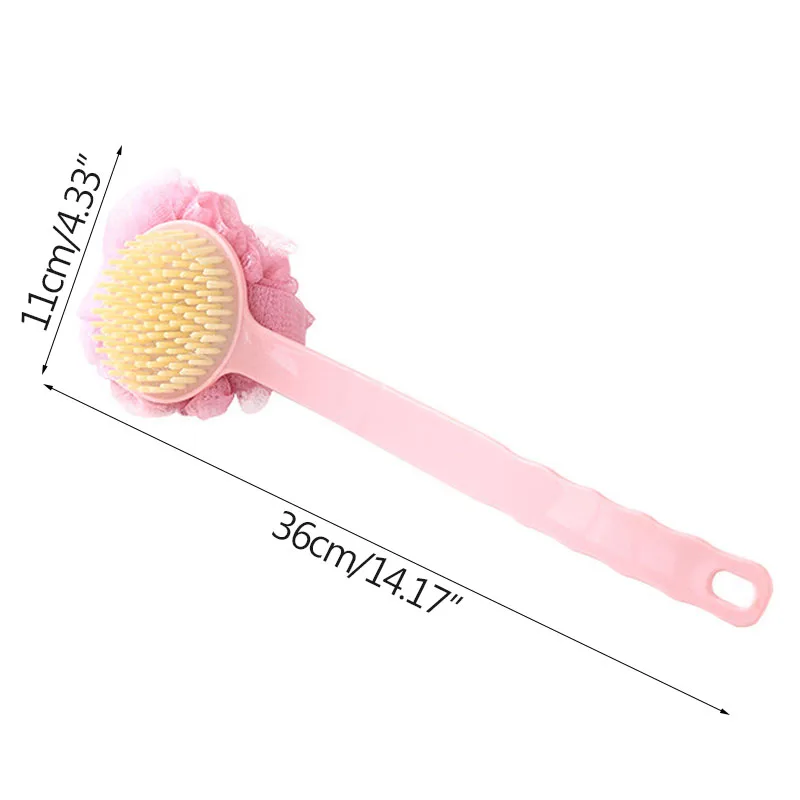 

Rubbing Back Soft Fur Brush Long Handle Bathroom Brush Bath Flower Adult Rub Mud Rubbing Bath Rubbing Artifact