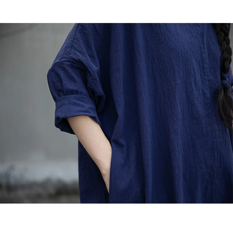 

NINI WONDERLAND Spring Autumn Cotton Linen Loose T-shirt 2021 Women Bat Sleeve Long Tops Mori Girls Casual T Shirt Large Size