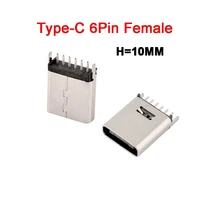 20pcs 6pin smt socket connector micro usb type c 3 1 female placement smd dip for pcb design pd high current fast charge h10mm