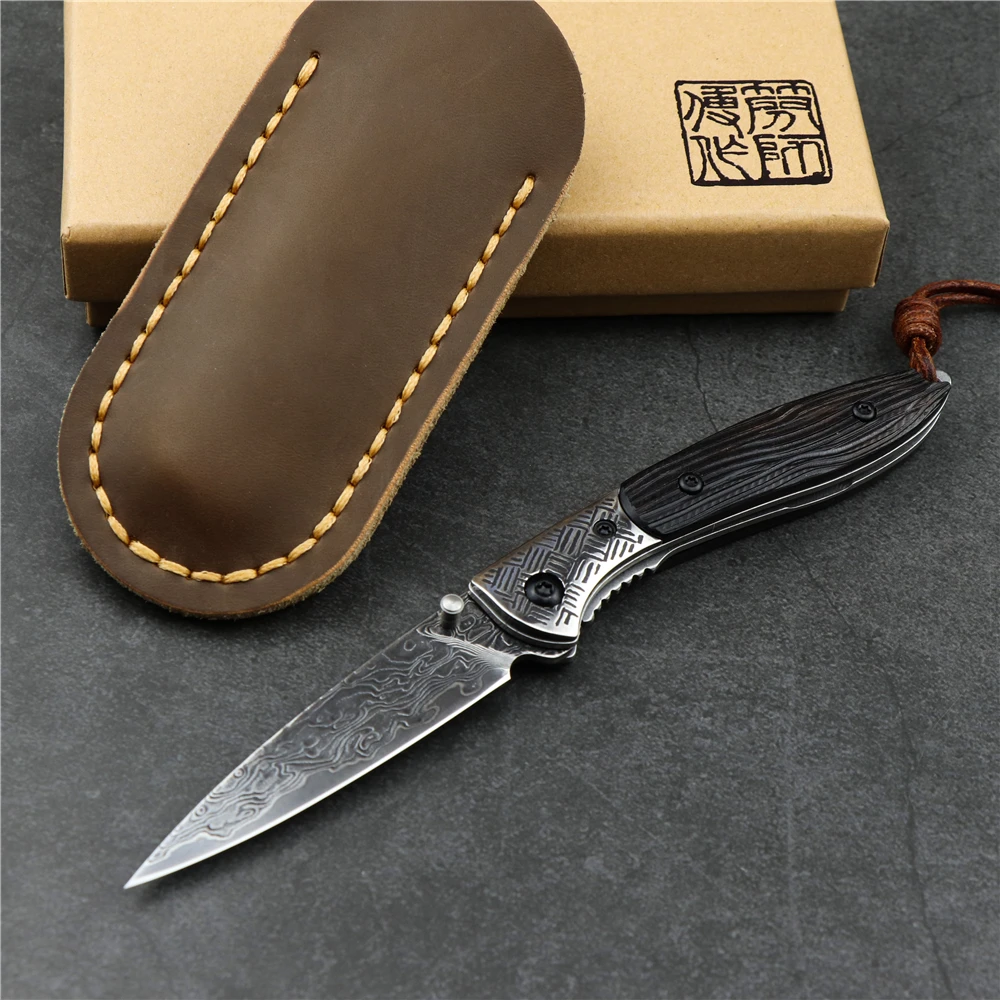 Складной нож Vg10 из кованой дамасской стали для кемпинга с твердостью по высоте