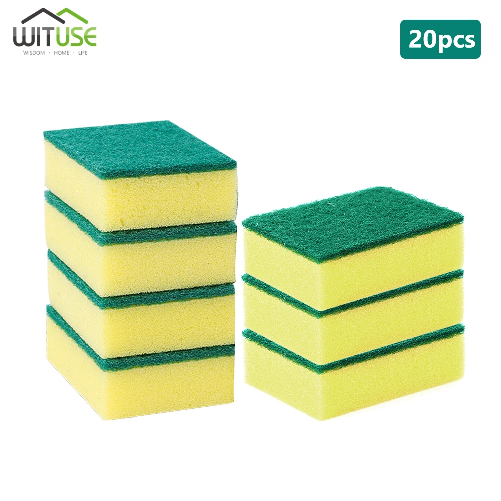 

20Pcs Dual-faced Scrub Sponge Pad Palm Fiber Dishwashing Kitchen Scrubber Non Scratch Compostable 2-Sided Cleaning Sponges