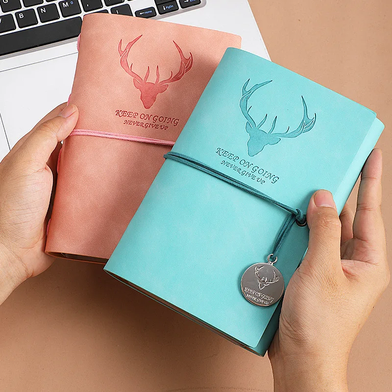 

detachable notebook PU leather hand account book loose-leaf planner kawaii soft leather strap notepad thickened kraft paper