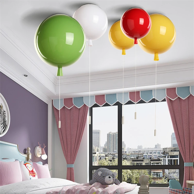 Modern 5 colors balloon acrylic ceiling light fixtures Kids Room home decor bedroom E27 bulb ceiling lamps with switch Luminaire