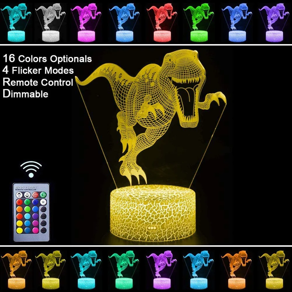 

Dinosaur lamp 3D USB LED Night Light 16 Color Touch For Child Bedroom Decor Light Night Light Table Lamps Home Decoration