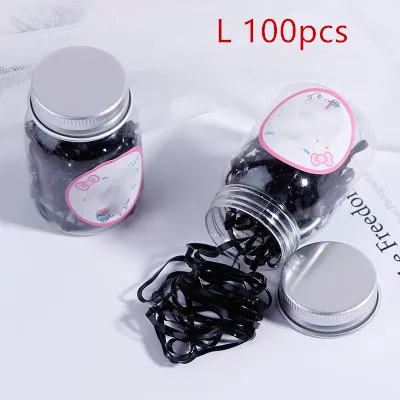 Black 100pcs 200/100 шт одноразовые резиновые ленты консервы Для детей, малышей Цвет модная эластичная, для волос кольцо резинка для волос Веревка Аксессуары - Цвет: Black 100pcs