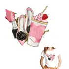 Термонаклейка для женской одежды, моющаяся, в виде мороженого, губной помады