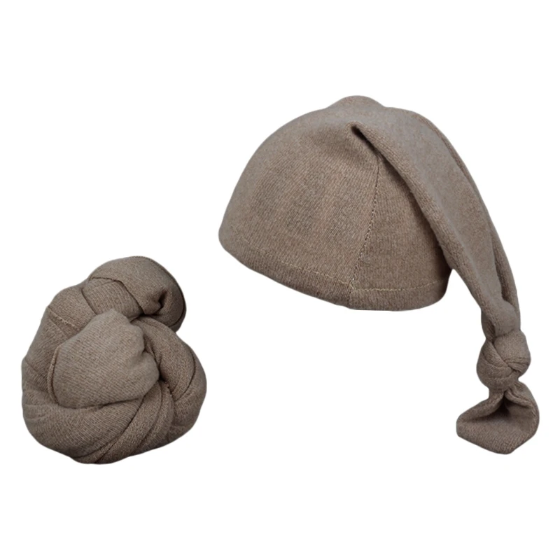 

2 Pcs Baby Receiving Blanket+Beanie Cap Set Infants Sleeping Swaddle Wrap Hat