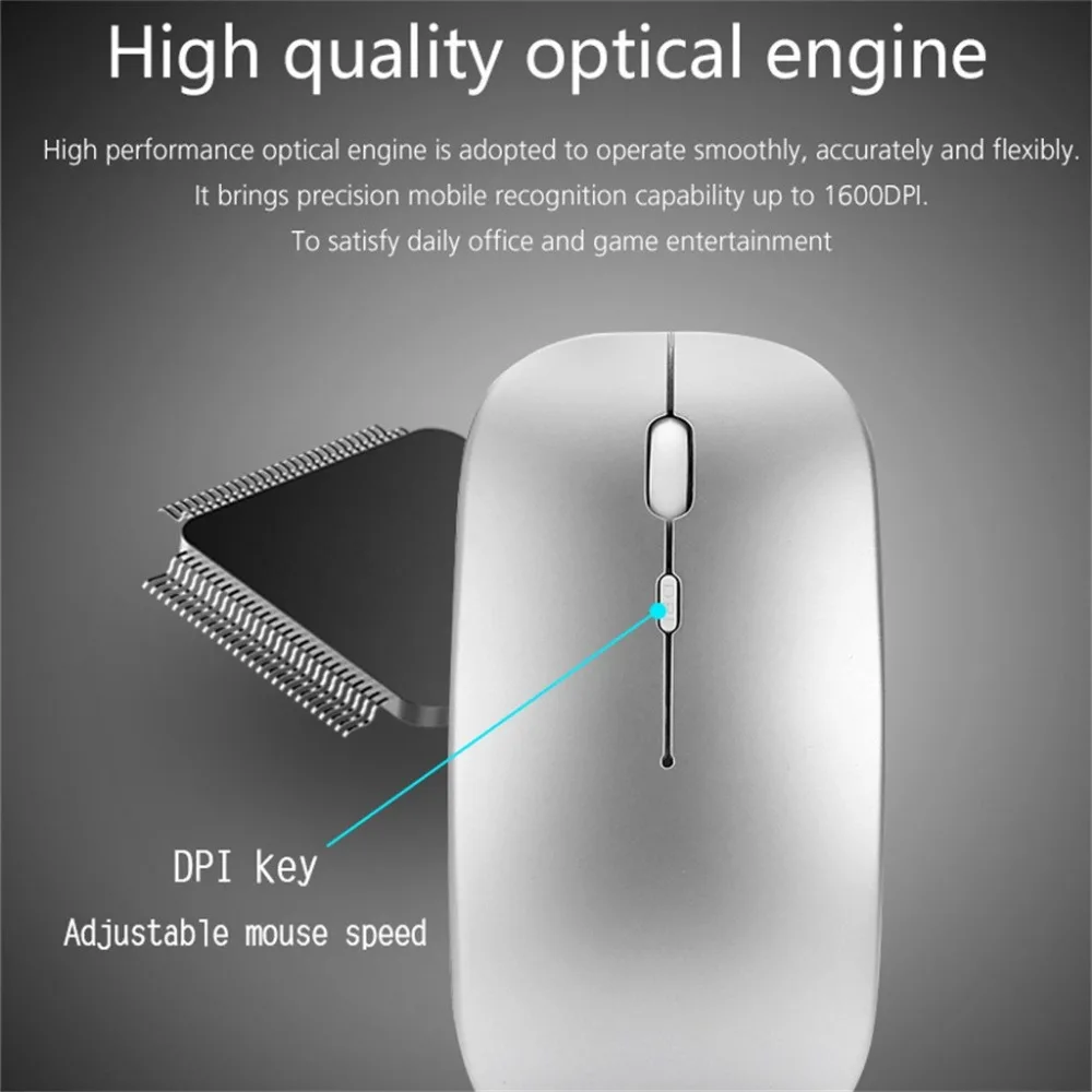 Беспроводная мышь 2,4 ГГц оптическая USB игровая мышь мини Бесшумная 1600 dpi перезаряжаемая Бесшумная мышь для ПК ноутбука Новинка