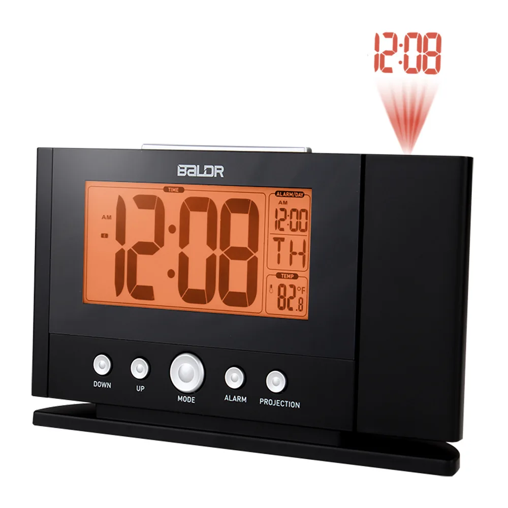 

Baldr 180 degrees rotation time projection alarm clock sleeping digital clock thermomete