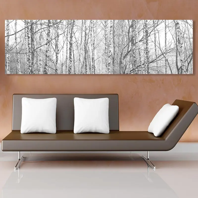 Conisi Настенная картина с длинным пейзажем на холсте постер заснеженным лесом