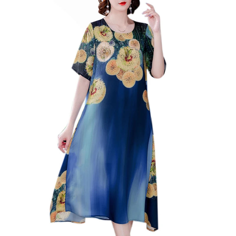 

COIGARSAM 3XL Plus Size Floral Print Women Long dress Loose Dresses 3057