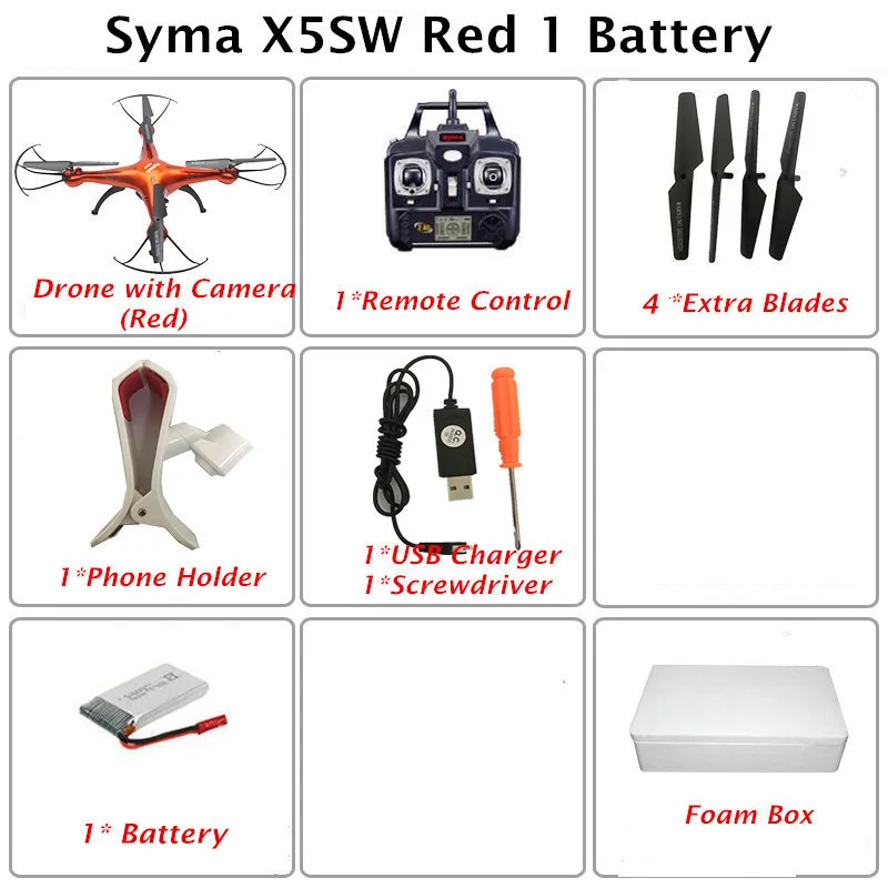 Red SYMA X5SW дистанционным управлением и съемкой от первого лица Квадрокоптер с камерой Wi-Fi 2,4G 6-осевой пульт дистанционного управления Дрон profissional Дрон игрушки Рождественский подарок - Цвет: Red