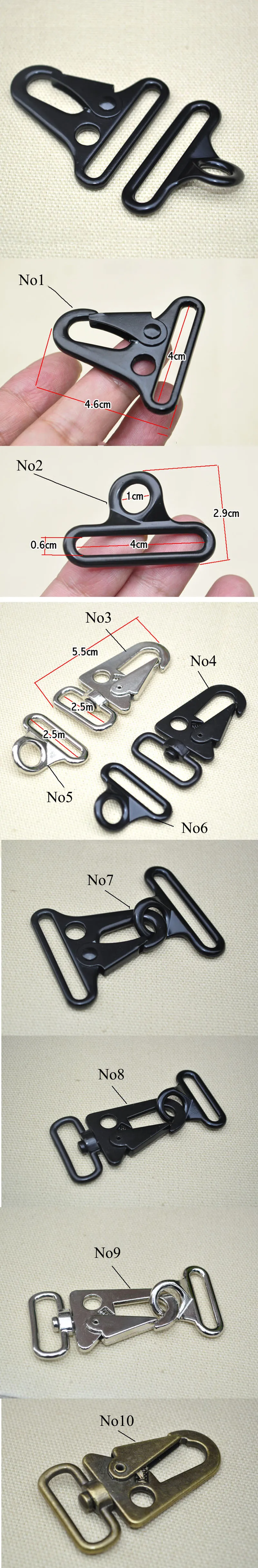 Meetee 5/10sets 40mm Bag Clasps Lobster Carbine Double Buckles for Outdoor Backpack Belt Webbing Hook Key Ring Hang Clips BF247