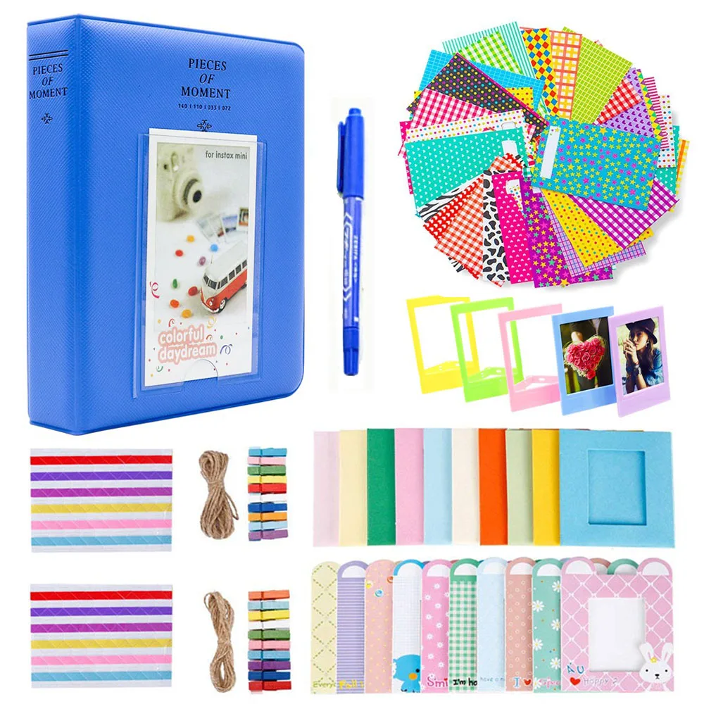Синий Fujifilm Instax Mini 9 8 7s Аксессуары для камеры мини-пленка фотоальбом настенные фото бумажные рамки наклейки Mark Pen Связки - Цвет: Синий