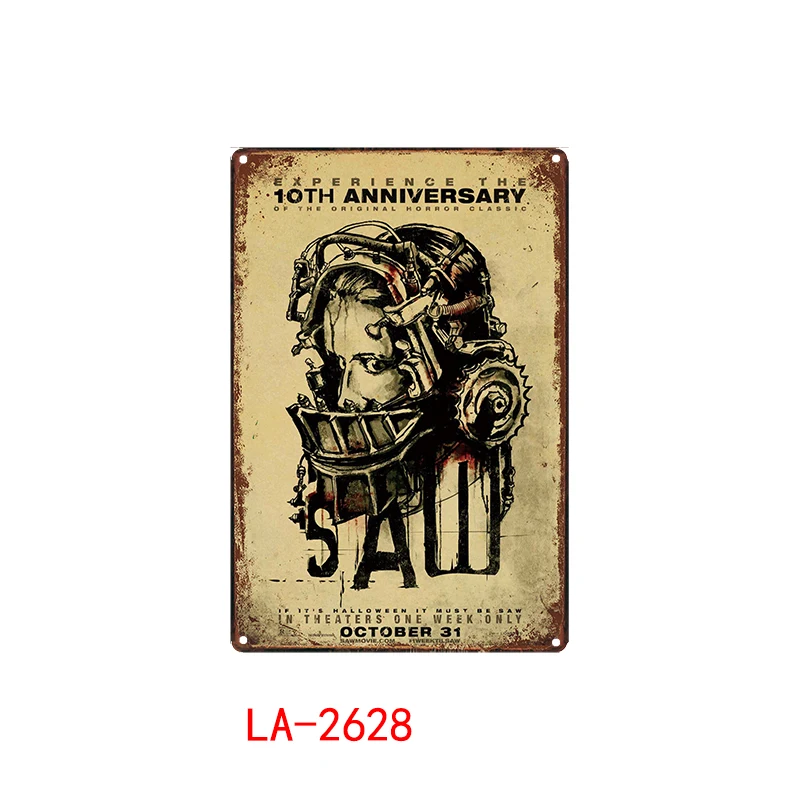 

SAW Retro Movie Tin Sign Vintage Metal Poster Pin Up Wall Signs Decor For Bar Pub Man Cave Room Plate Painting Home Decoration