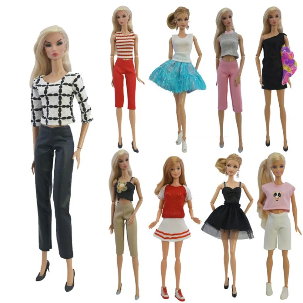 Doll Clothes Short Dress Cartoon Cute Pattern T-shirt Leggings Trousers Accessories for 29-30cm Barbie Toy Fashion | Игрушки и хобби