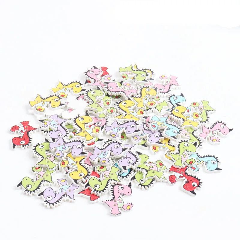 Деревянные пуговицы в форме мультяшного динозавра с животными 2 отверстия