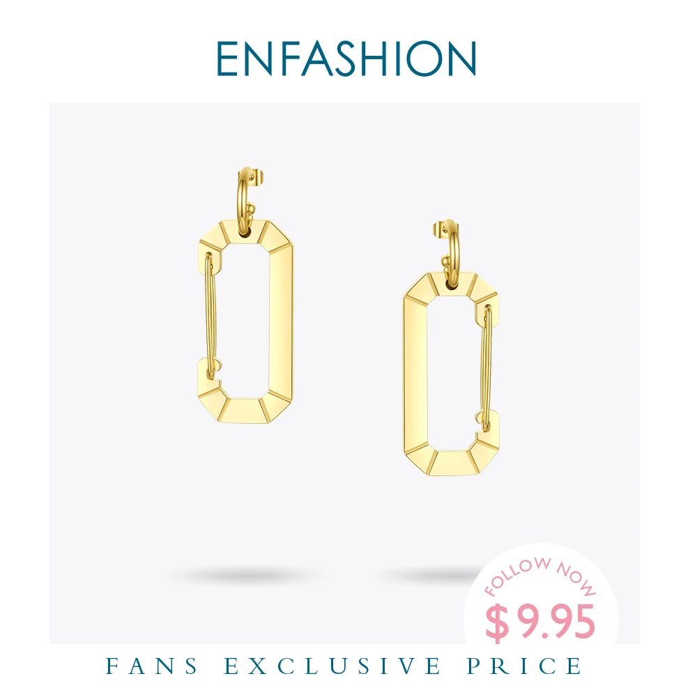 ENFASHION безопасные полые серьги подвески с пряжкой золотистого цвета из