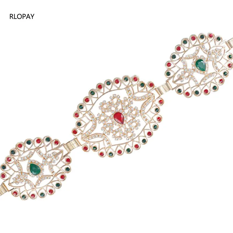 RLOPAY Красочные Стразы Свадебные ремни для женщин модные позолоченные турецкие